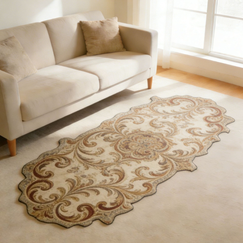 TEMU 900g Imitation Cashmere 1pc Light Luxury Vintage Living Room Sofa Long Strip Rug, Fluffy And Soft, Suitable For A Wardrobe, Irregular Bedroom