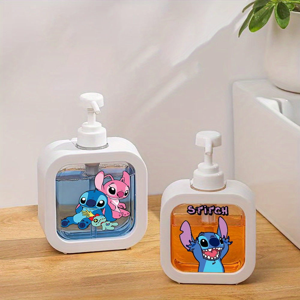 Disney Stitch 10.14oz Transparent Push-Button Soap Dispenser - Refillable Travel-Sized Container with Cute Character Design for Hand Sanitizer, Shampoo, Body Wash - Bathroom & Kitchen Essentials, Refillable Dispenser | Playful Design | Transparent Container