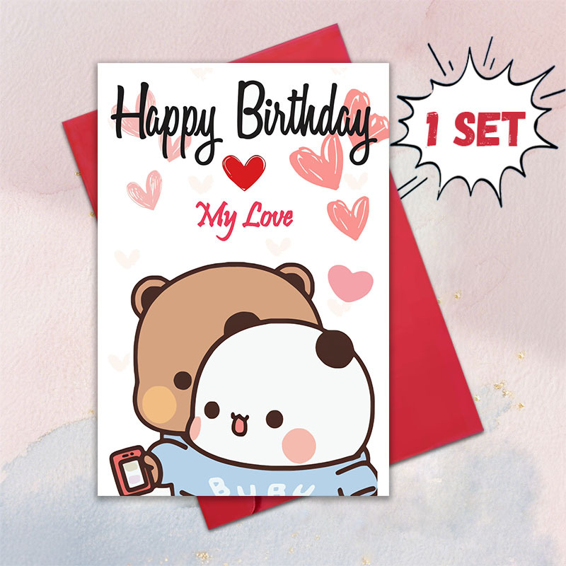 TEMU 1 Set Of Birthday Greeting Cards, Featuring And Dudu Theme, With Envelope (4.72in X 7.09in). Perfect For Husband, Wife, Boyfriend, Girlfriend,