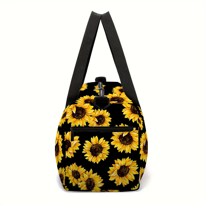 sunflower print large capacity travel duffel bag stylish Temu