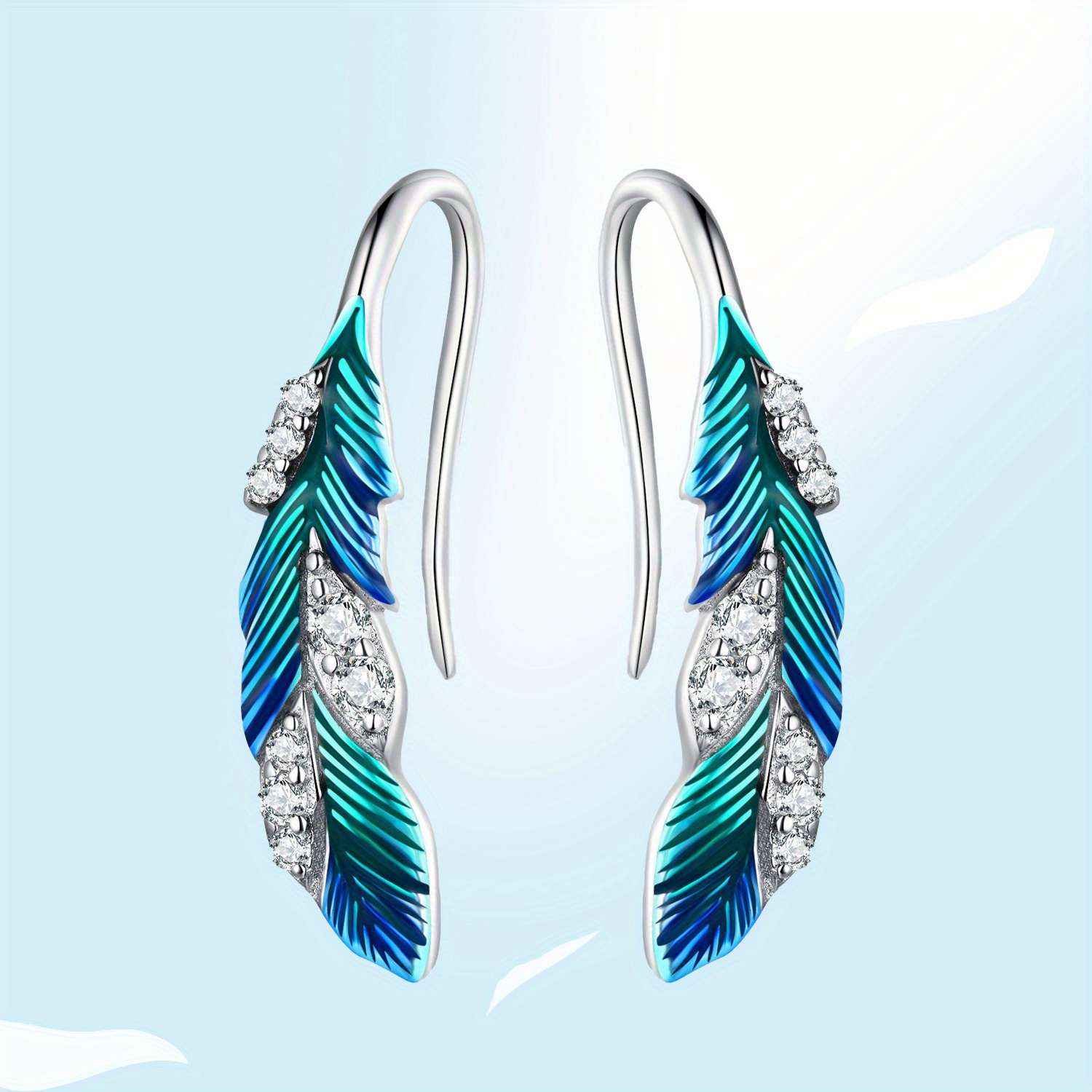 TEMU 1 Pair Women's Stud Earrings, Exquisite Elegant Cute Feather Statement Jewelry, Alloy Ear Studs, Daily Wear Party Accessory, Ideal Gift For
