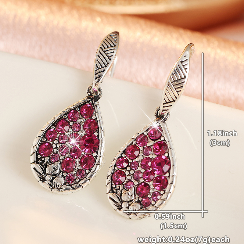 Women's Vintage Exquisite Teardrop Dangle Hook Earrings with Zirconia