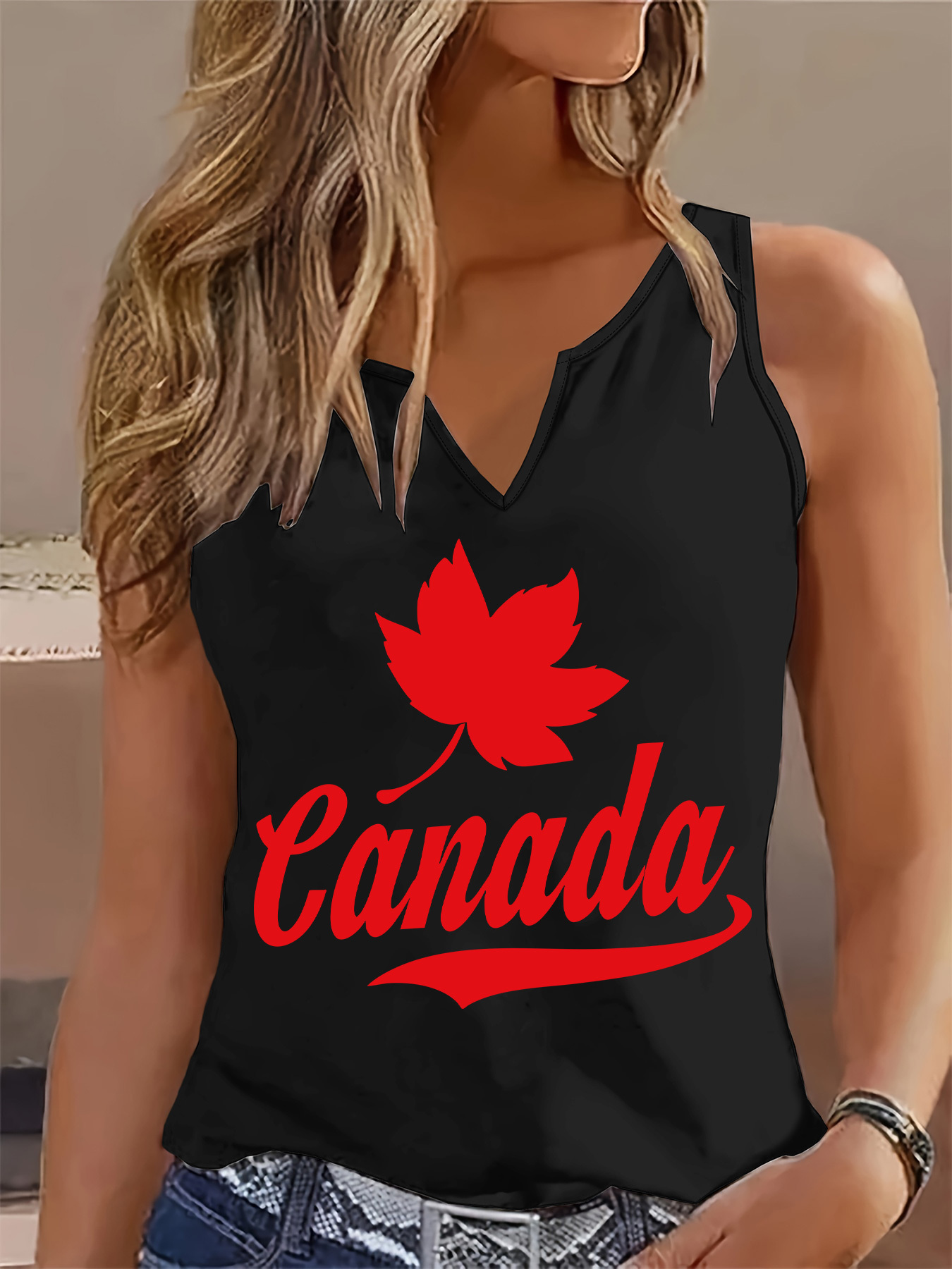 graphic print tank top sleeveless casual top for   womens clothing