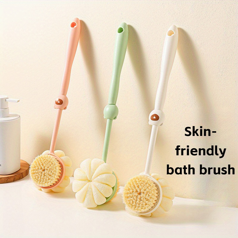 little bear bath brush a dual sided soft bristle back scrubber with a long handle   home use and bathing Product details 1