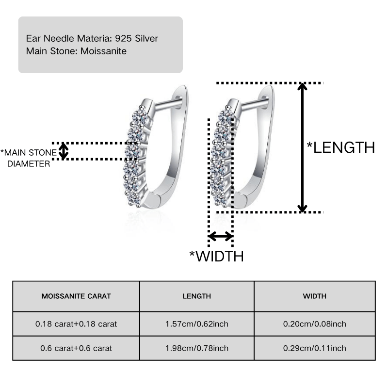 Women's 0.6 Carat Moissanite Hoop Earrings, Exquisite Gift Option