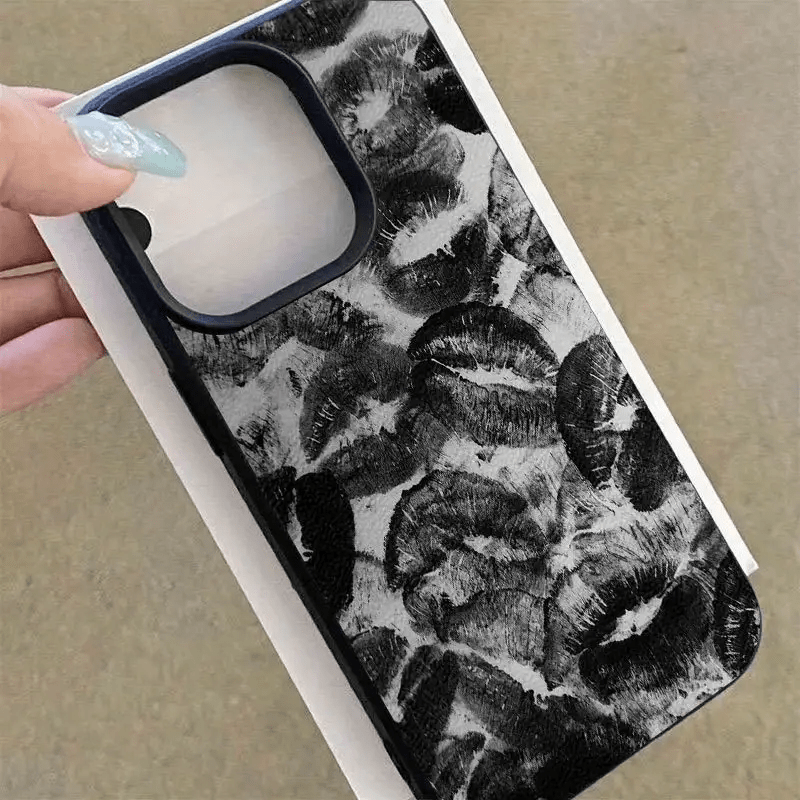 TEMU Phone Case - 1pc Black Trendy Pattern Lychee Phone Case Compatible With Iphone 18 17 16 15 14 13 12 11 X Xr Xs 8 7 Plus Phone Case