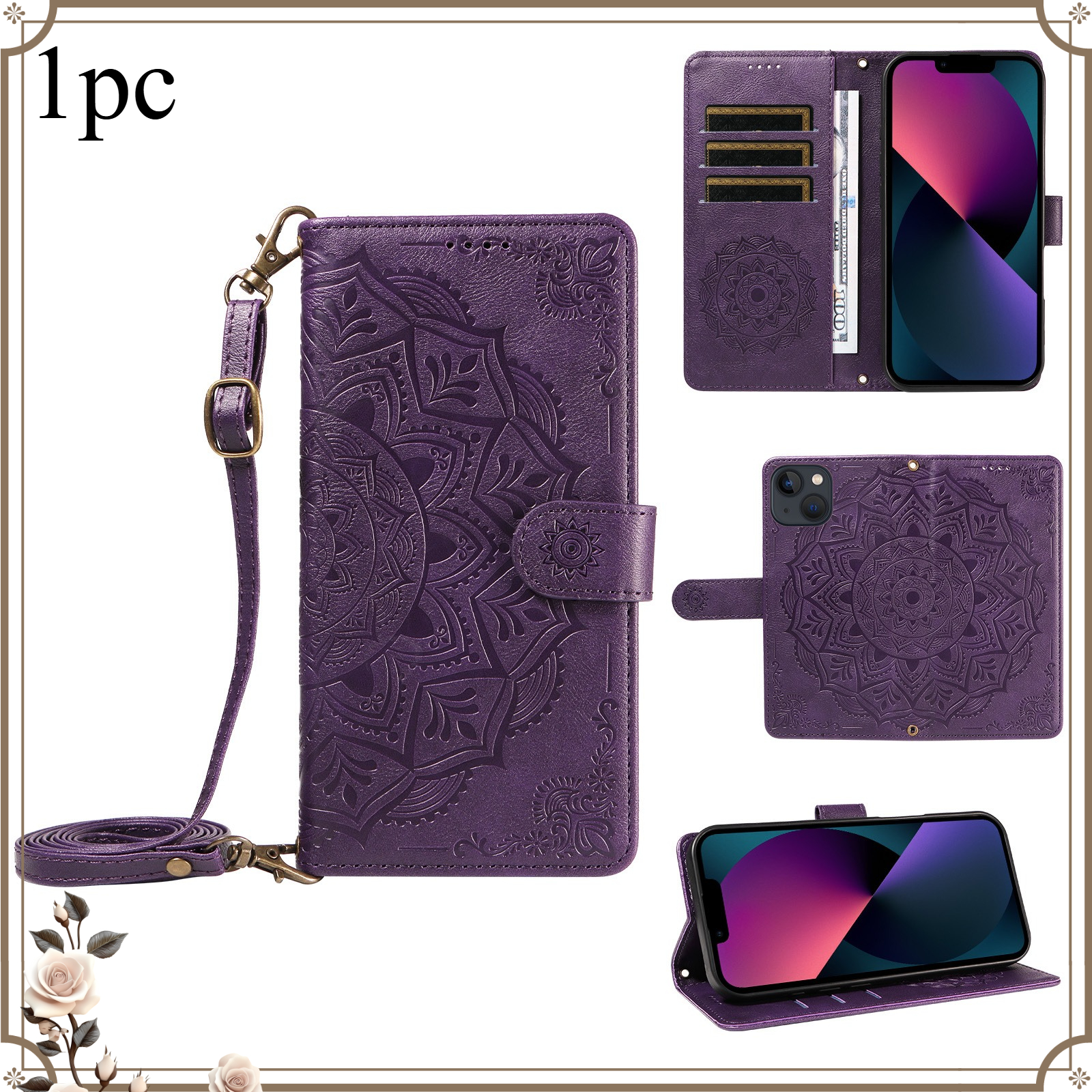 TEMU Phone Case: Iphone Style: Zipper Wallet Case, Suitable For Models, Compatible With Iphone 17 16 14 13 12 11 7 8 Pro Max Pro, Handbag Style,
