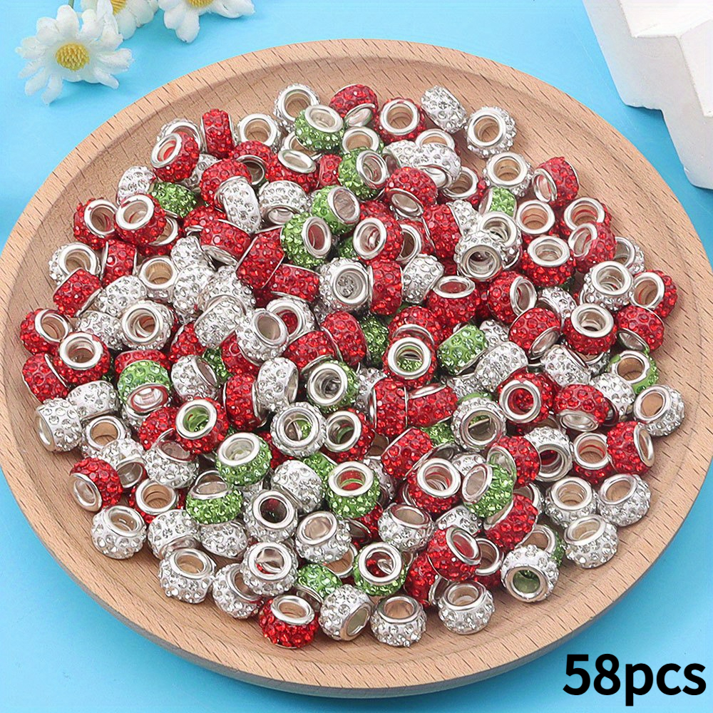 TEMU 58pcs Set Of European-style Large-hole Beads ( Theme) - Stylish, , And Fun Decorative Beads And Spacers. Ideal For Diy Bracelets, Necklaces,