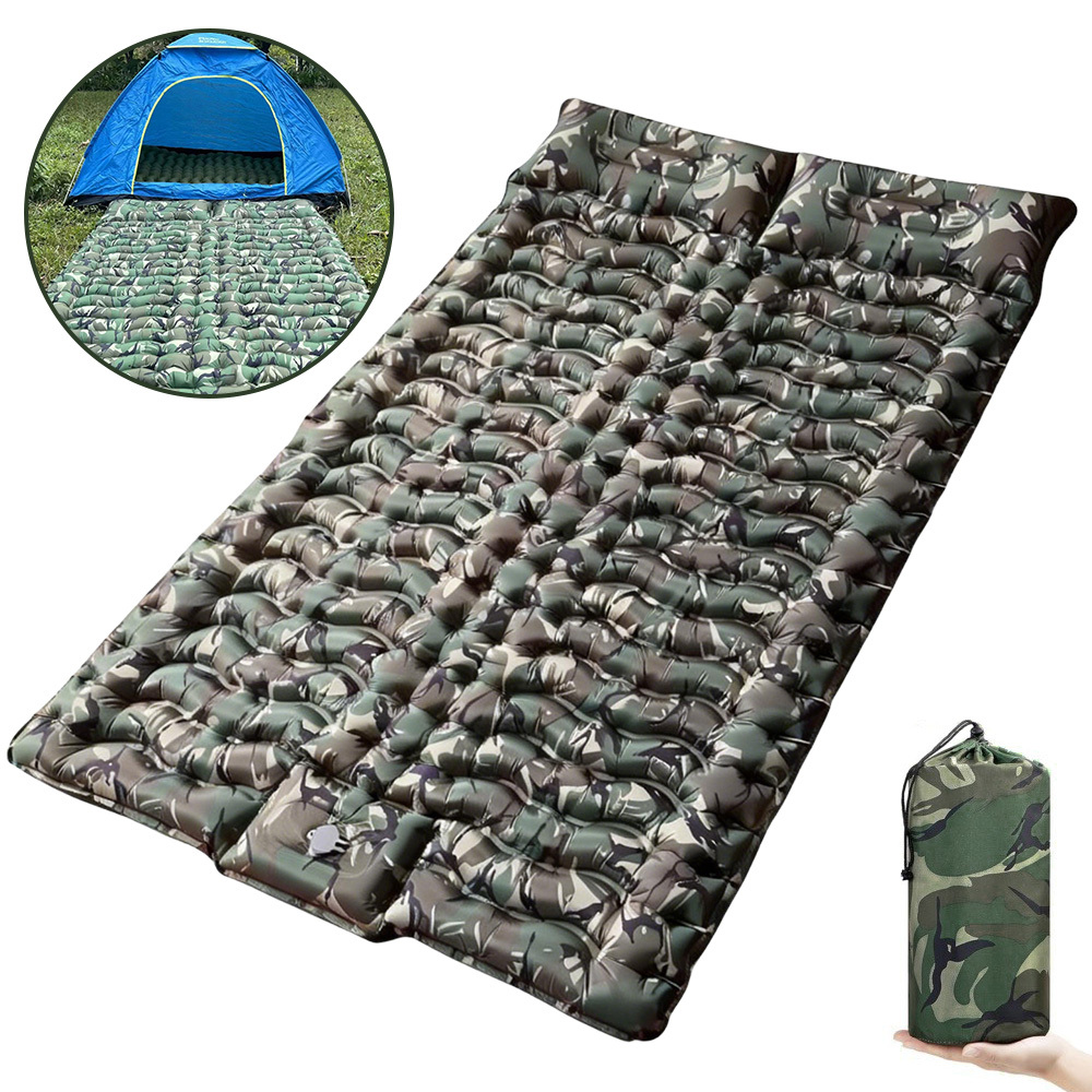 Outdoor Camo Double Inflatable Mat 350kg Load Foldable For Camping Beach Rv Outdoor Stay