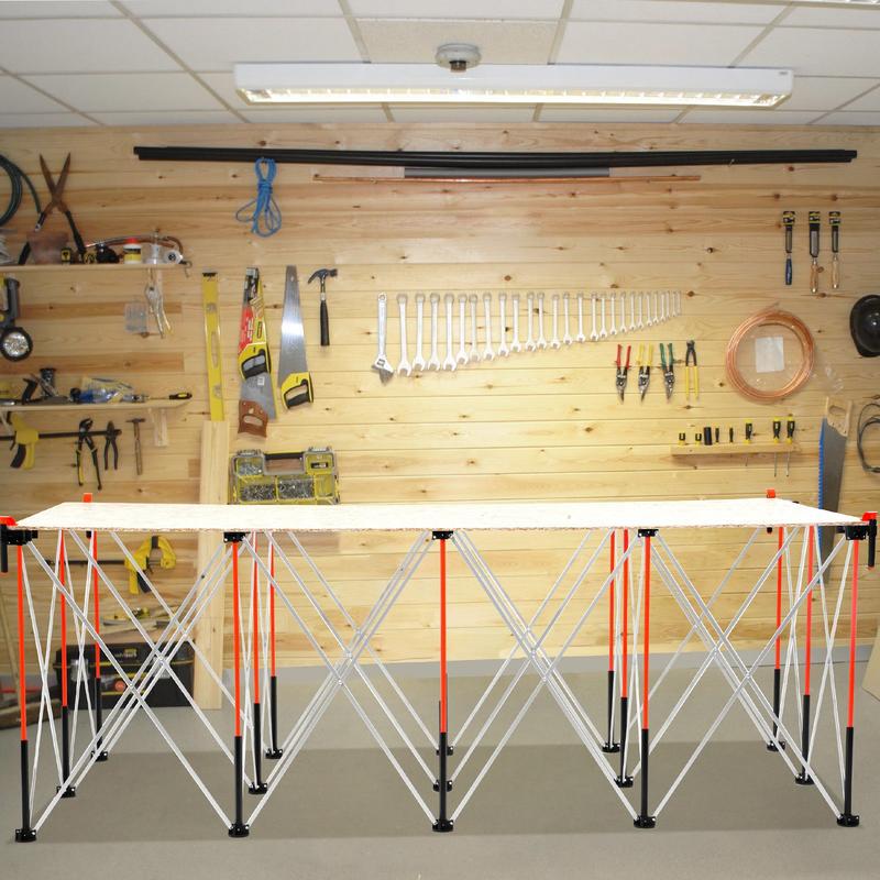 Image of Heavy-duty Portable Folding Workbench Stand With Storage Bag - Collapsible Workbench Suitable For Garage, Workshop, - Tool Organizer, 2724kg Load Capacity, Assembly (no Tabletop Included)