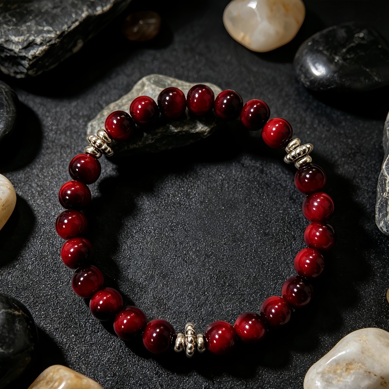 TEMU Ins-style Eye Stretch Bead Bracelet With Spacer Beads, Simple And Elegant Versatile Everyday Jewelry