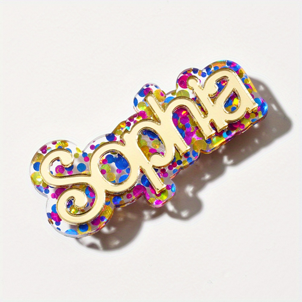 TEMU 1pc Custom Acrylic Name Clogs Accessory, Creative Personalized Shiny English Letter Plate, Shiny Minimalist Style Decoration With Accessories,