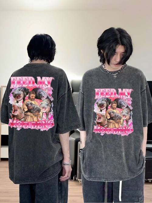 camiseta negra vintage oversized unisex de noche, camisetas de manga corta con gráficos para hombres y mujeres, feed my meme divertido, camiseta con sosteniendo, del hipopótamo, camiseta moo lover, camisetas gráficas de animales tailandeses, ropa