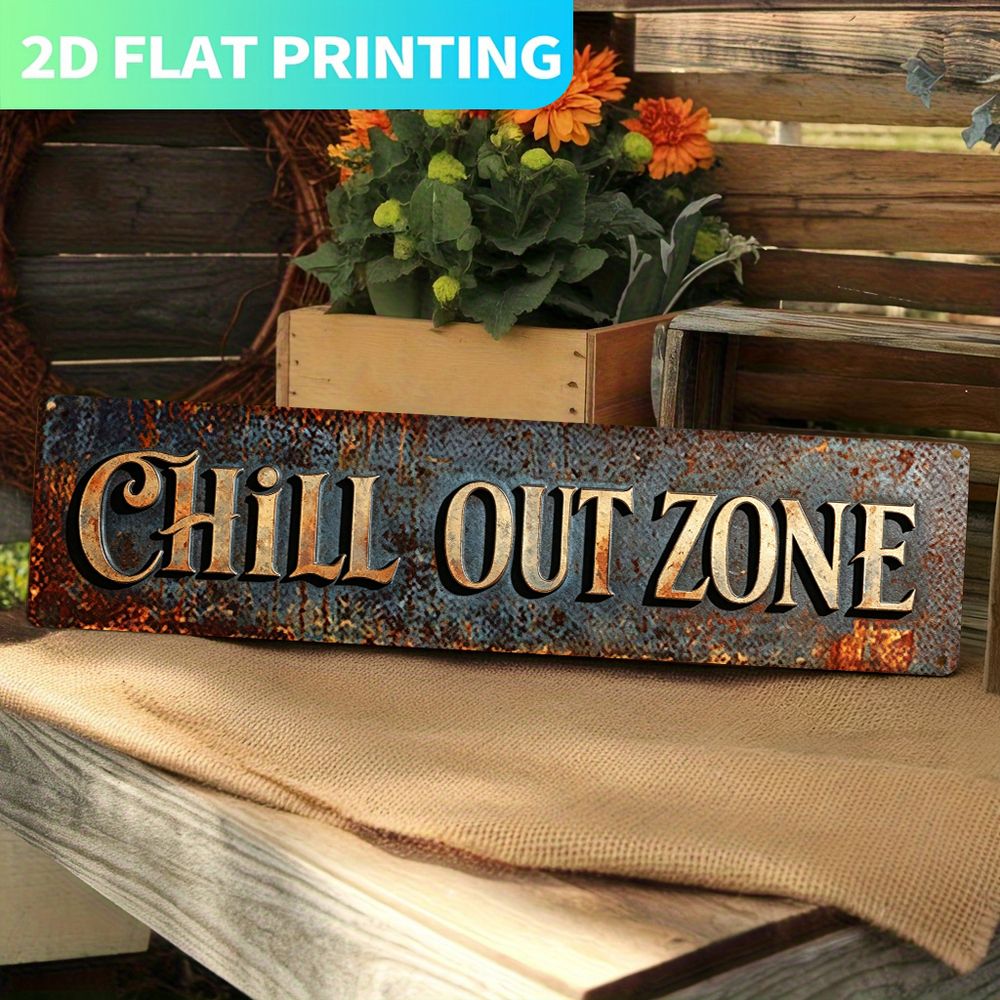 TEMU 2d Flat, 2d Flat 1pc, Vintage Metal Sign, Vintage Wall Decor ' Out Zone' 40.01cm X 10.01cm Sign Style - Durable Plaque, Suitable For Home,