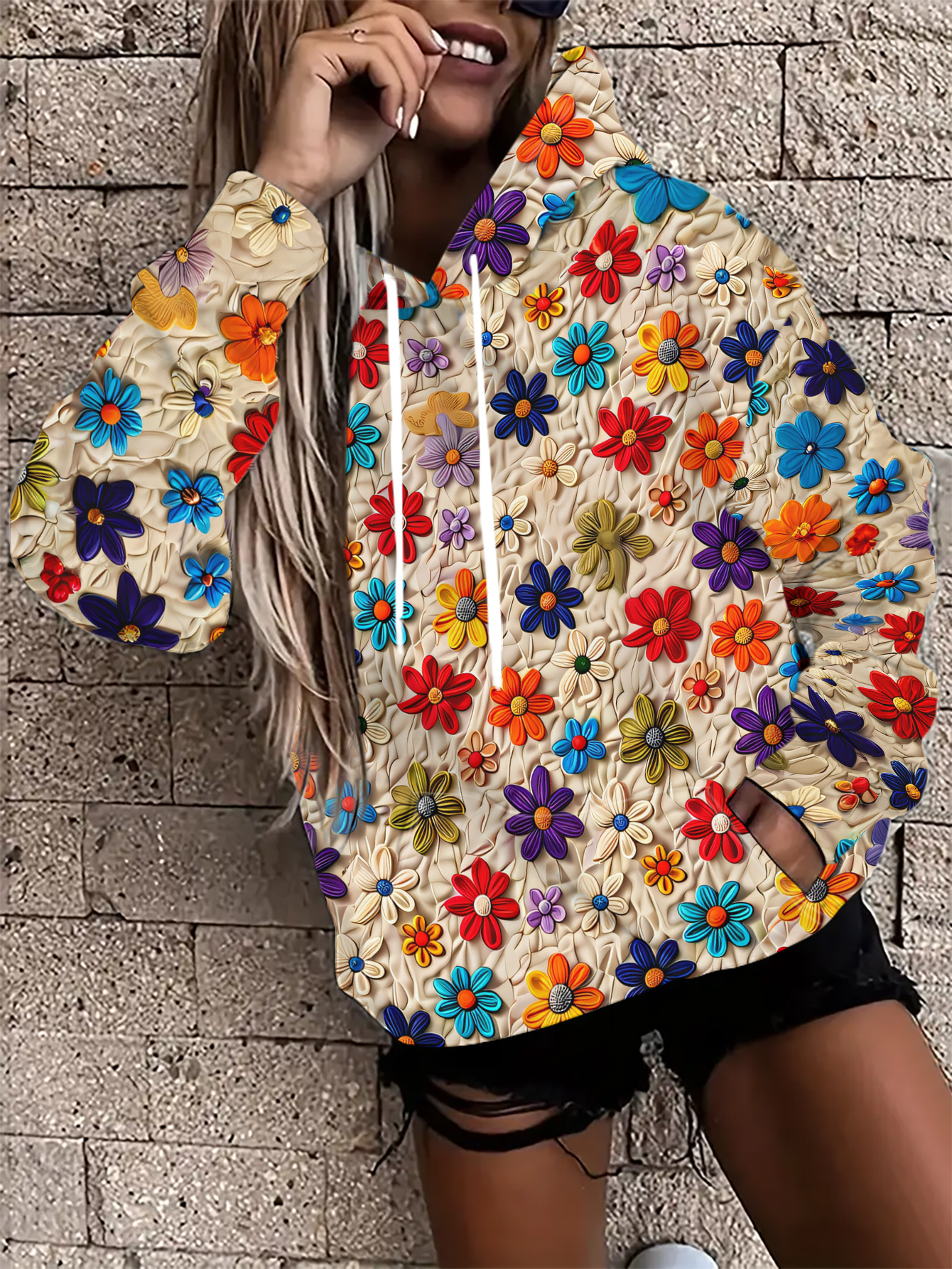 floral sweatshirt sold on Temu United States
