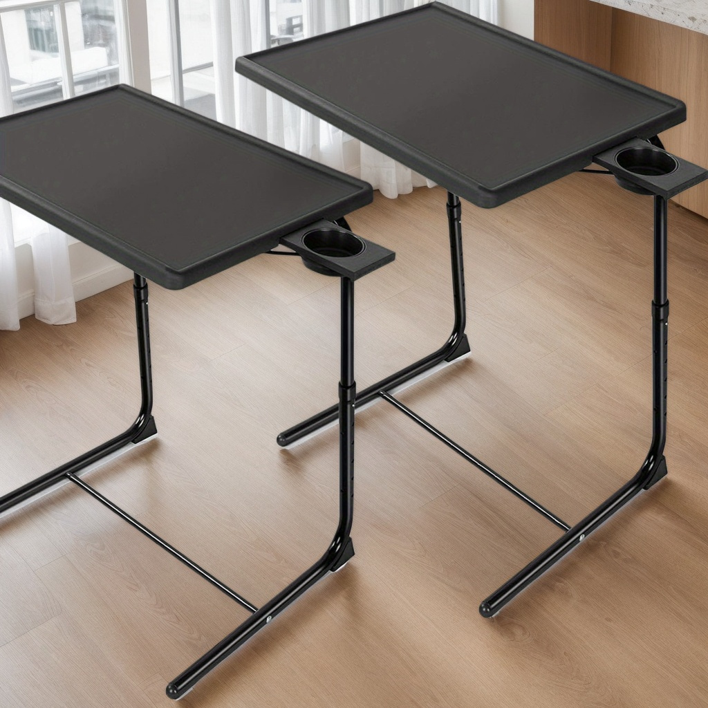 TEMU Bcnvdus Adjustable Folding Table 2pcs/1pc- Tv Tray Table, 6-level Height Adjustment, 3 Tilt, Suitable For Dining Service Furniture And Portable Bar