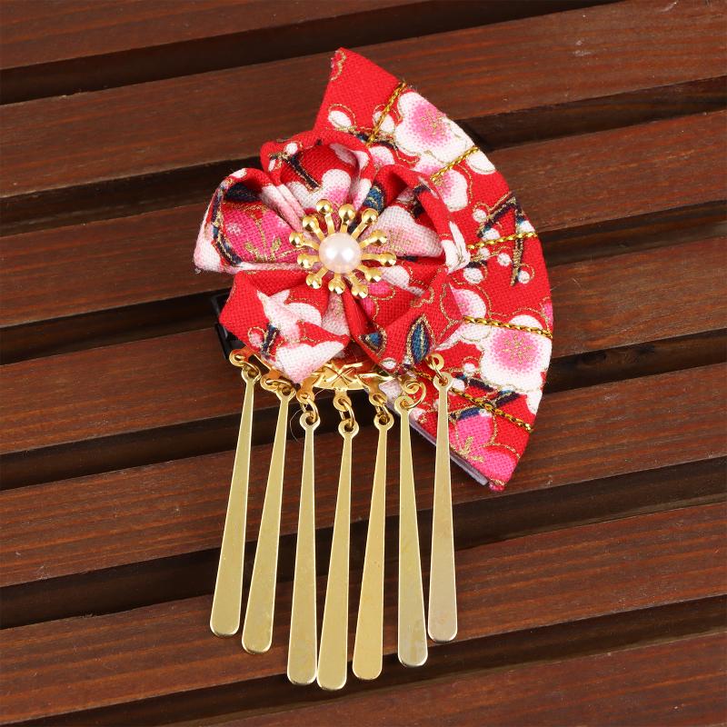 TEMU 1pc Women Hairpin Flower Fan Hair Decor Traditional Dress Kimono Robe Hair Clip