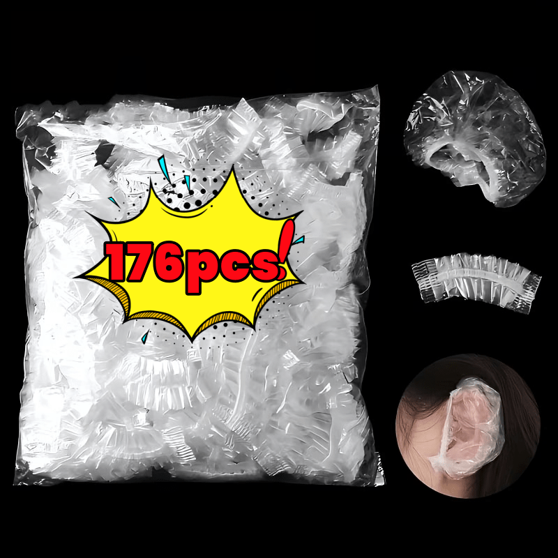 TEMU 176pcs Transparent High-quality Ear Covers, Disposable Protective Ear Muffs, Suitable For Adults Pvc Ear Covers, Retractable Ear Covers,