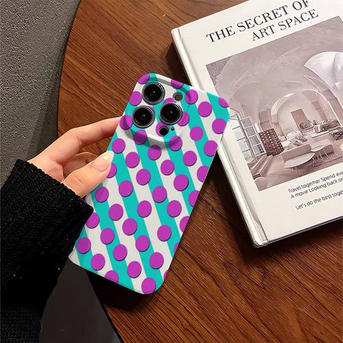 Phone Case - Purple Polka Dot Twill Pattern Phone Case Suitable for Iphone , Iphone 16 /14/15 PLUS/15/13 Pro/12/11/7/8 Plus/X/Xr/Xs MAX, High Aesthetic, Premium, New Arrival, Women S And Men S, Fresh, Full Coverage