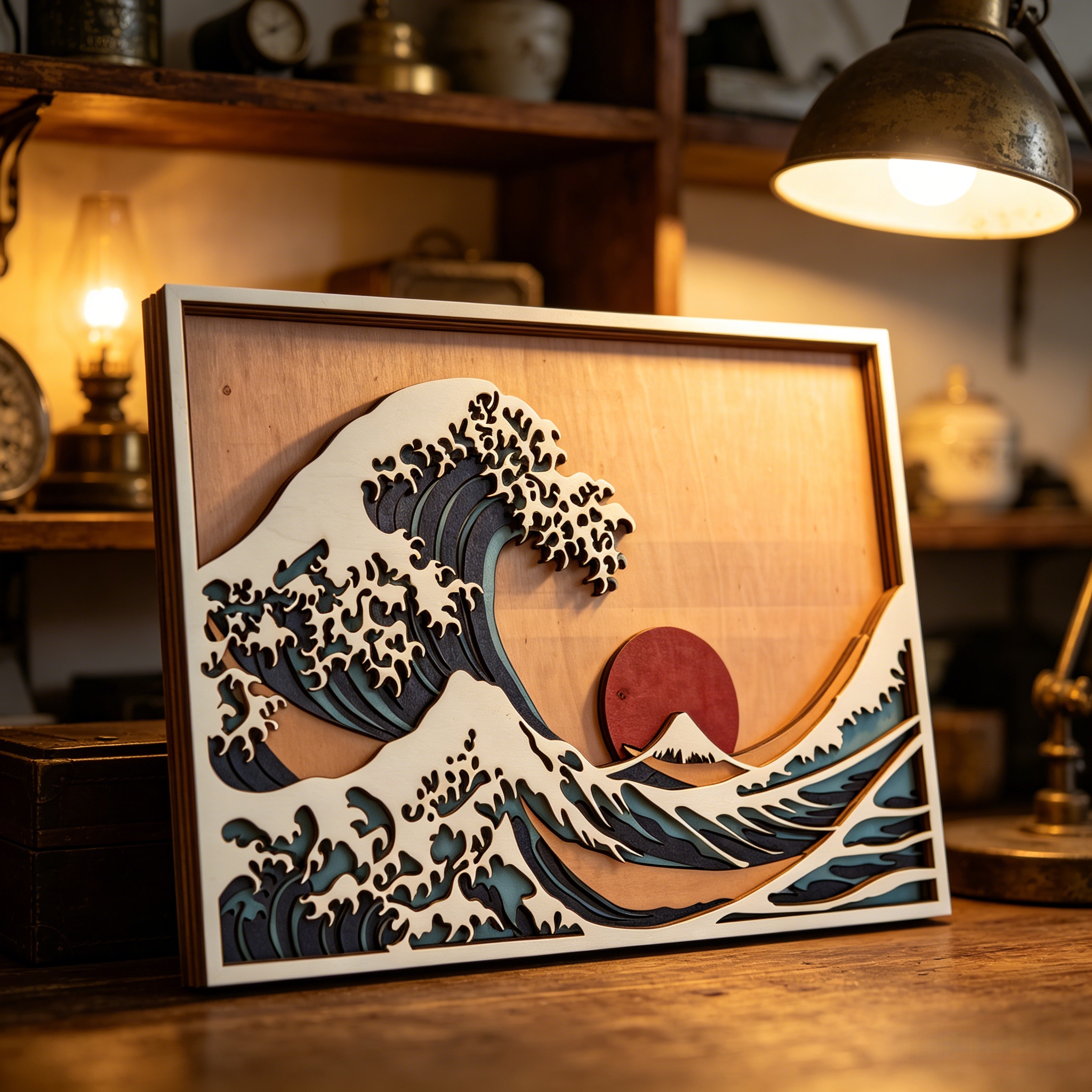 Image of 16' 6-layer 3d Ocean Wave Wood Wall Art Sculpture - Laser-cut Wave Panel Suitable For Living Room, Office Decor, Modern Minimalist &, Wooden Decoration For Spaces