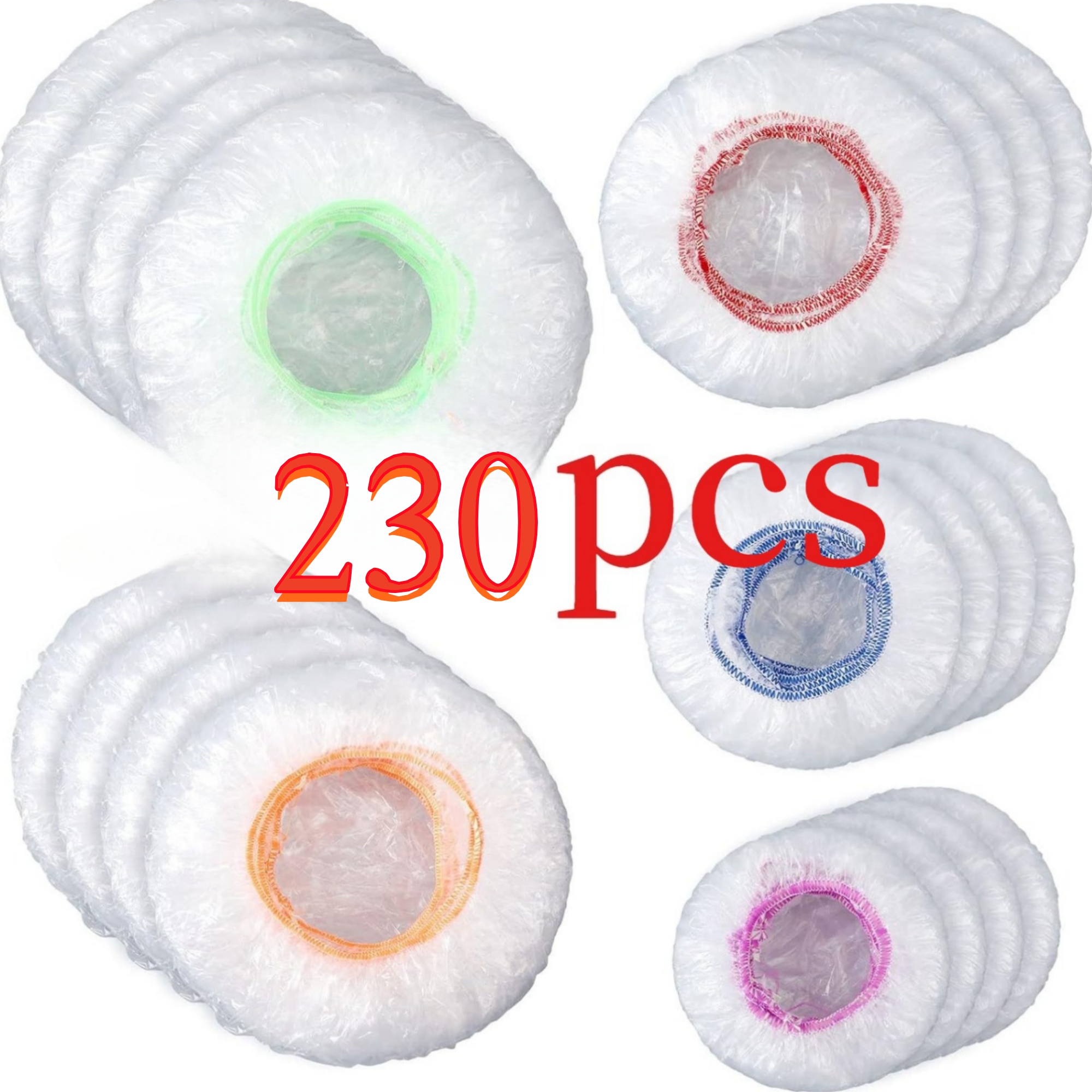 230/430/530pcs Durable Plastic Bowl Covers, For Kitchen Use, Elastic Reusable Food Covers, Ideal For Bread, Storage, And Outdoor Activities