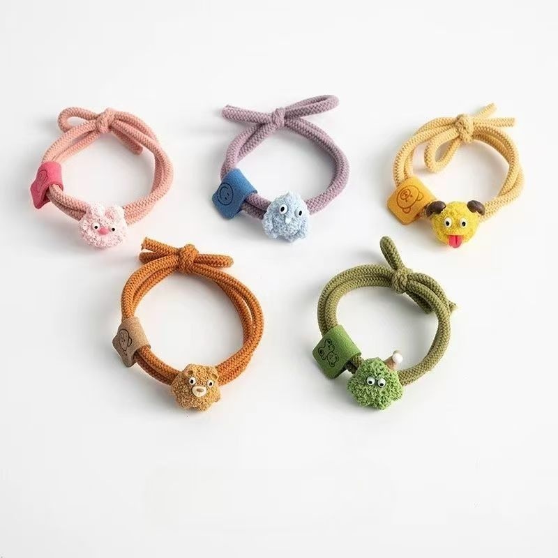 5pcs Of Stretchy Elastic Hair Clips. Random Colors. High Quality. No Damage To Hair. Head Tie, Hair-styling Tool. 3d Animal Knitted Hair Clip