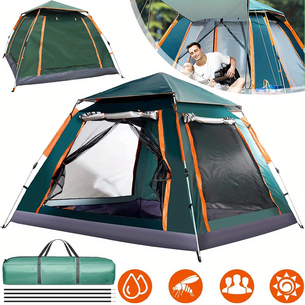 Tent Designed For 3-4 Individuals, Wind Resistance, Uv Shielding, And Heat Insulation Suitable For Outdoor Activities Like Hiking, Camping, And Fishing