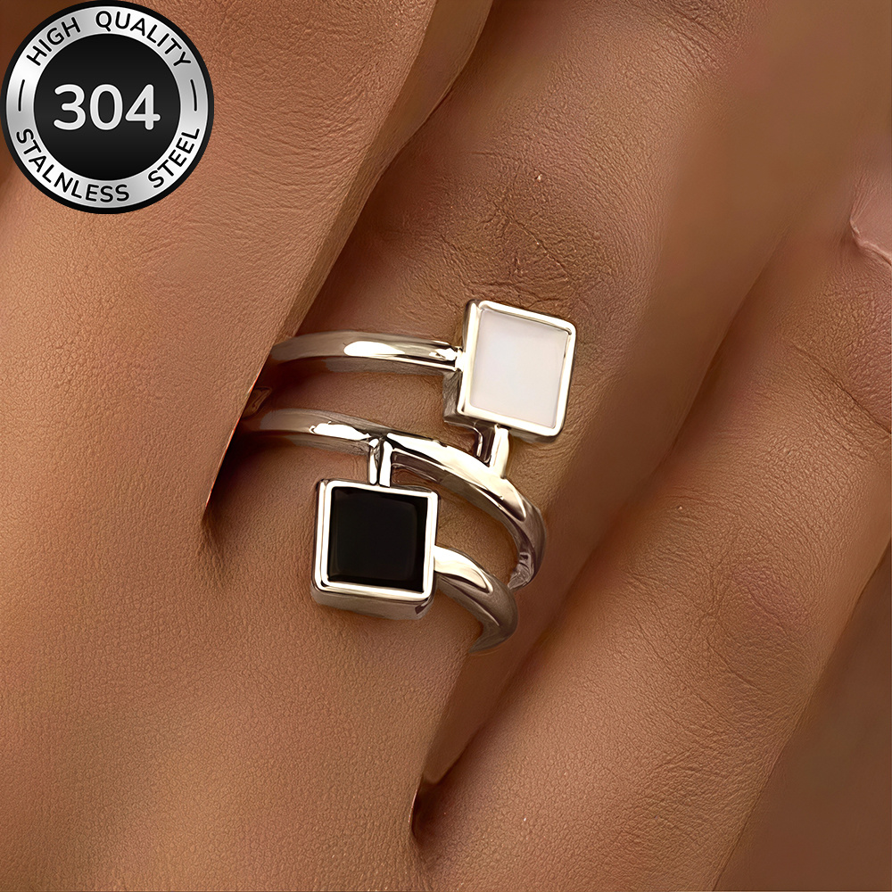 TEMU High-quality 304 Stainless Steel Hypoallergenic Open , Polished, Kc, Anti-tarnish, Simple And Elegant, A Fashionable Women's Ring Suitable For