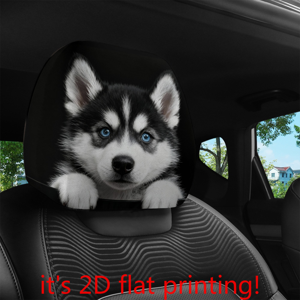 TEMU 1 Housse d'-tête de voiture avec motif Husky , Ajustement universel, Installation facile, Accessoires d'intérieur de voiture lavables