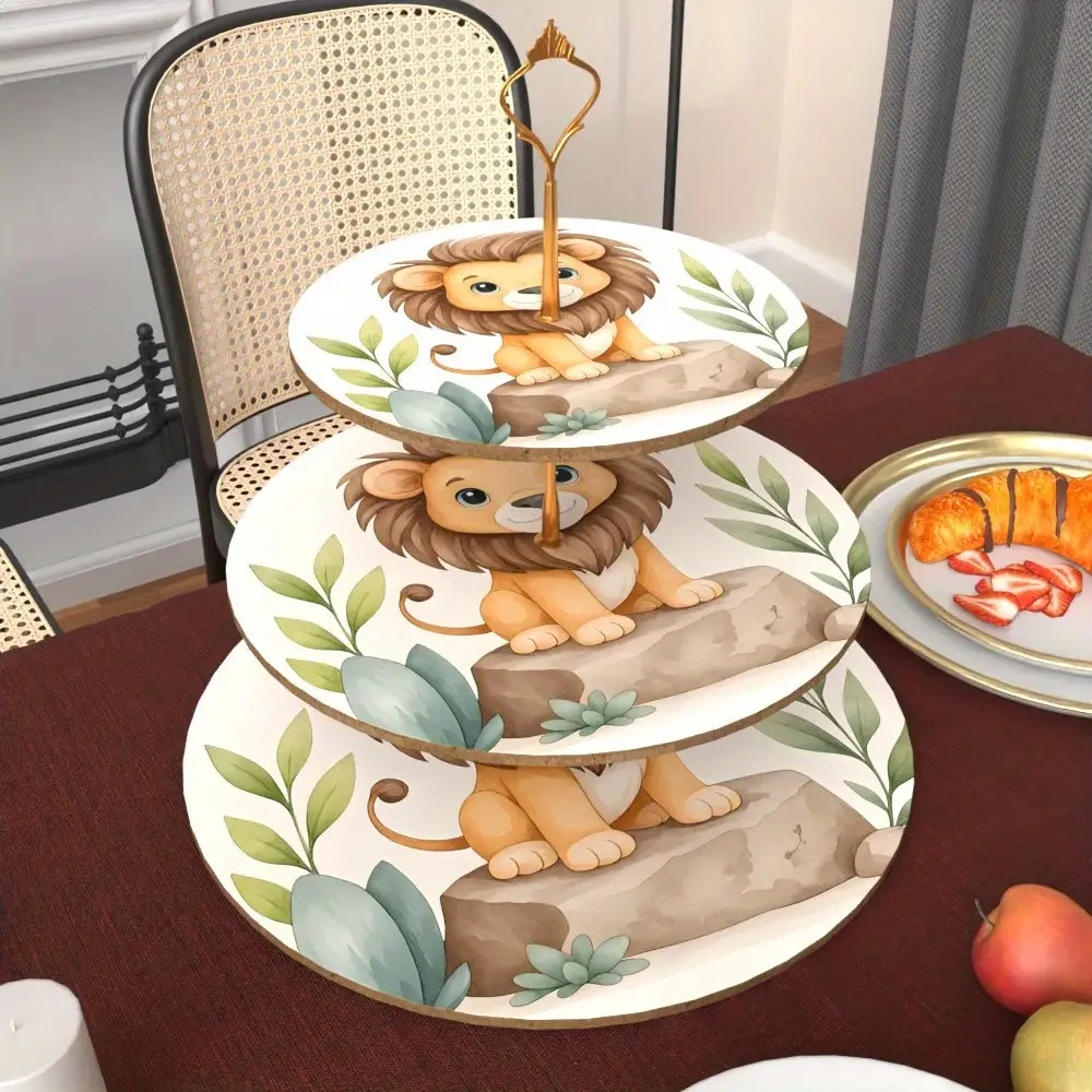 TEMU Soporte Decorativo de Animales de 3 Niveles para Todas - de Madera Artificial Vibrantes, Bandeja de Múltiples Niveles, Diseñado para Estilistas