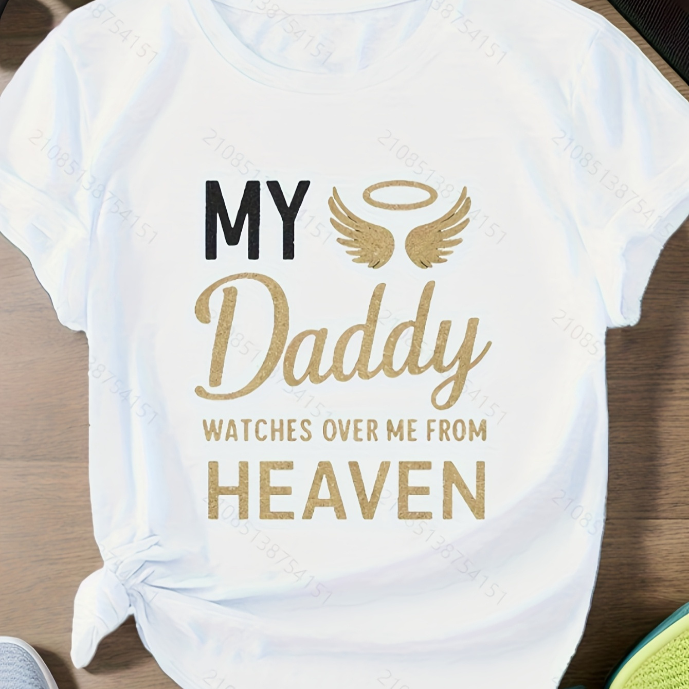 

My Daddy Watches Over Me" Men's Cotton T-shirt - Breathable, Fit With Unique , All