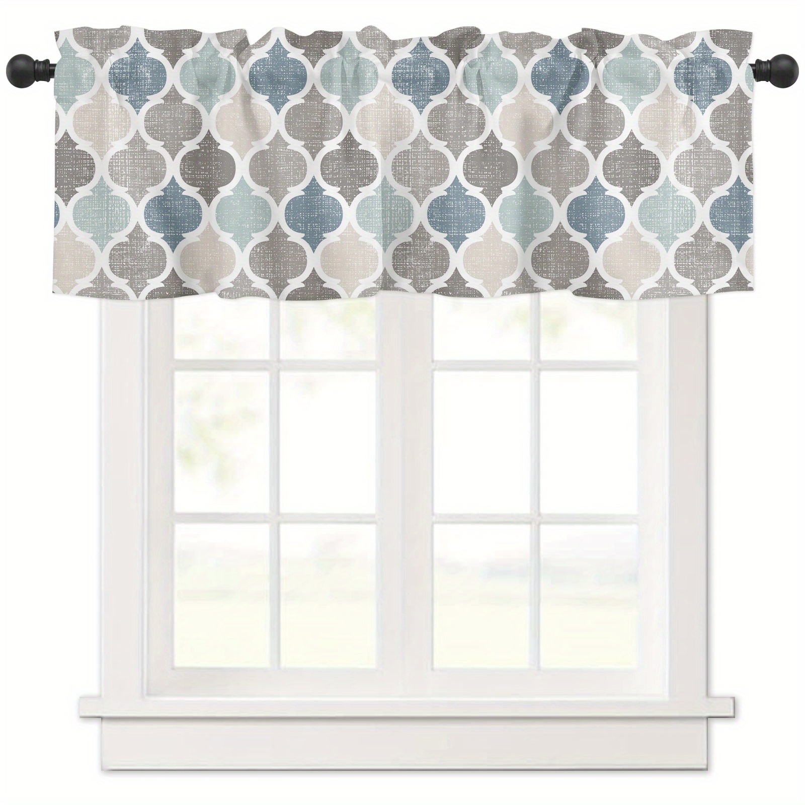 TEMU 1 pièce Rideau court de fenêtre décoratif à poche pour tringle, filtrant , à motif géométrique, 54"x18