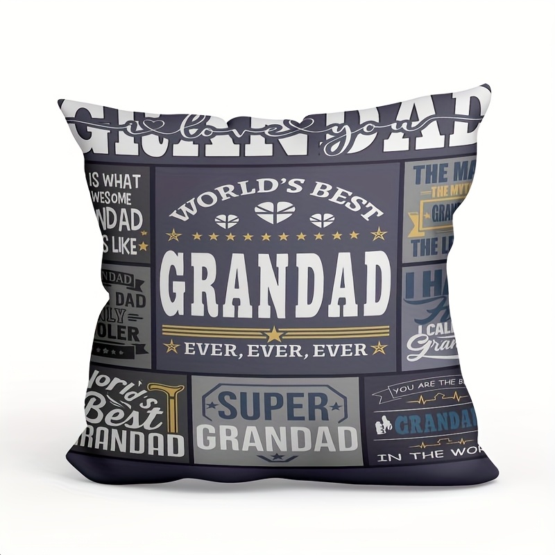 TEMU 2d Flat Single-sided Design - 1pc, Non-leather, Velvet Pillowcase, Gift For Grandpa Pillowcase - "world's Best Grandpa And Grandfather" Quote -
