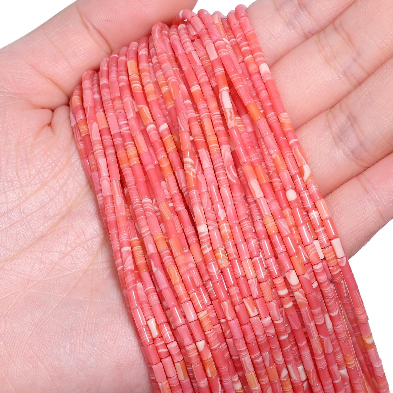 Natural Stone Cylindrical Rhodochrosite Beads, 2x4mm