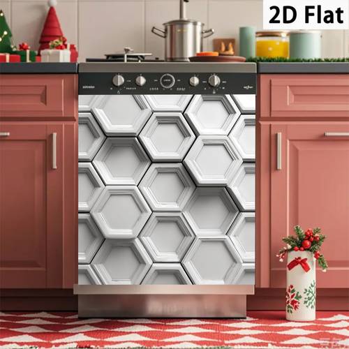 1 pz adesivi magnetici riutilizzabili a motivo esagonale piatto 2d , senza colla, facili da pulire, decorazioni per cucina, frigorifero e lavastoviglie, senza adesivo , regali e creativi per feste e compleanni, adesivi da parete per cucina, piatto 2d
