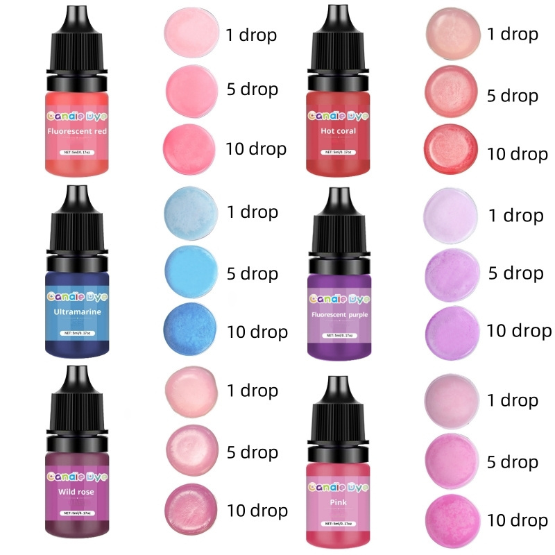 High-concentration Fragrance Wax Dye Set, 0.17oz Each, Candle Coloring Liquid For Diy Candle Making - Pack Of 6, Multicolor, Non-toxic, User-friendly - Ideal For Crafting Vibrant Candles And Melts