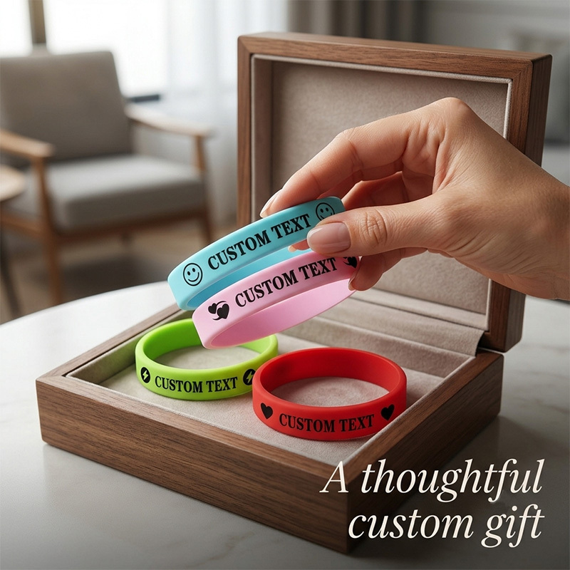 100pcs Custom Silicone Wristbands with Double Patterns, Customizable Text
