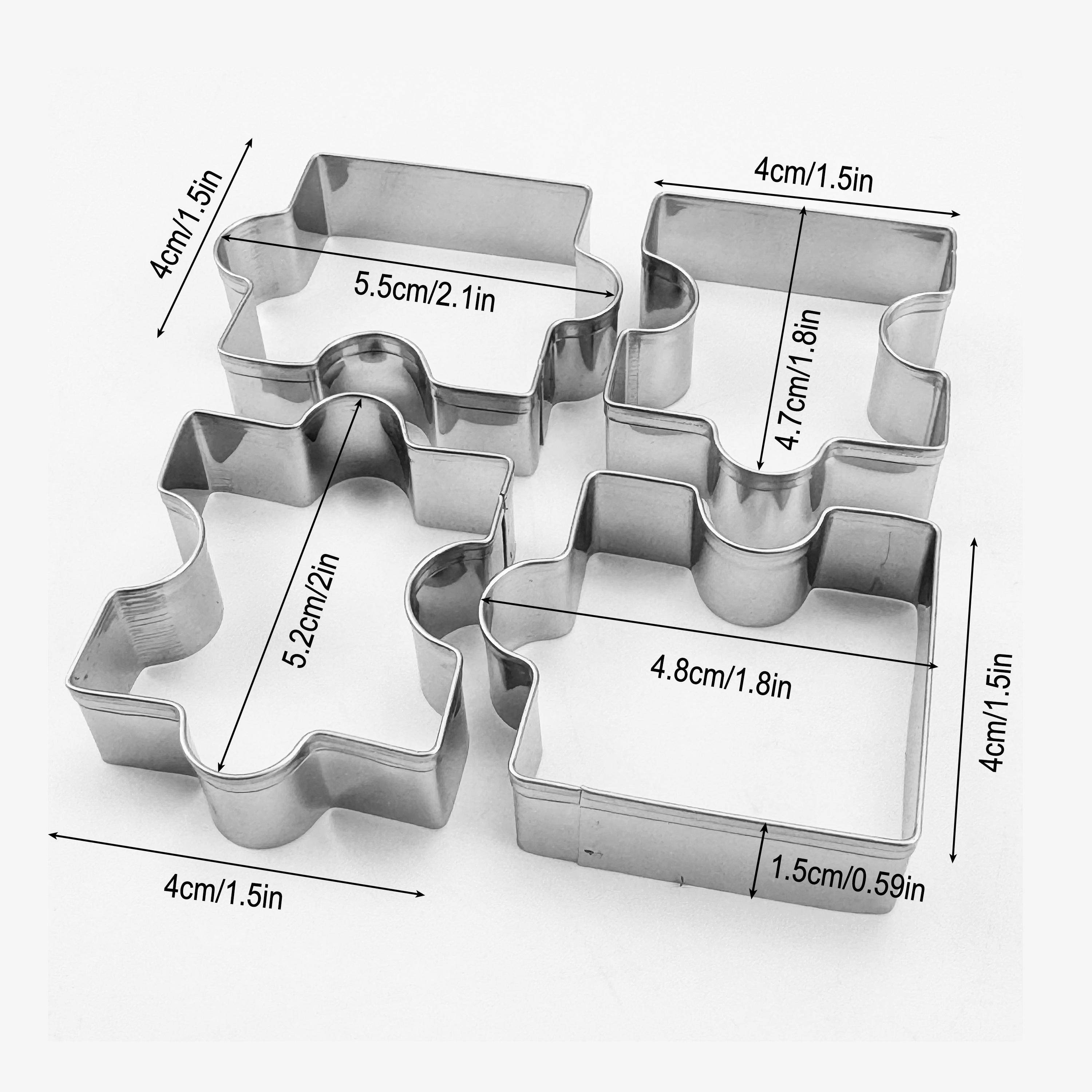 4pcs stainless steel puzzle cookie mold   cookie cutter with interlocking pieces suitable for cakes vegetables clay fruits and candy durable ideal for baking and crafting
