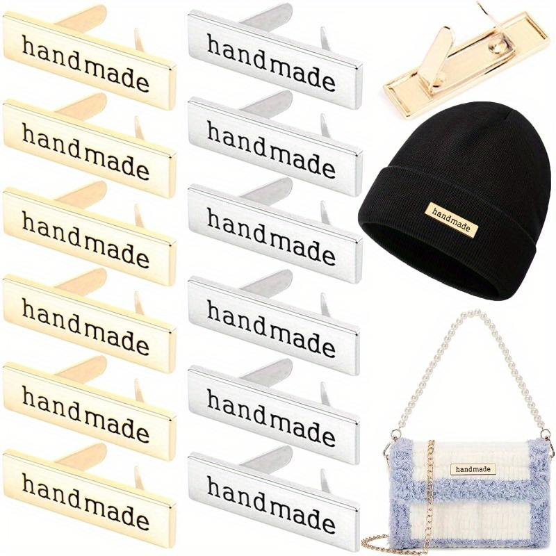 

Custom Handmade Metal Tags, Rectangular Alloy Labels For Clothing, Jeans, Shoes, Bags, Crafts, Sewing Decor, White/bronze, Personalized Printed Labels