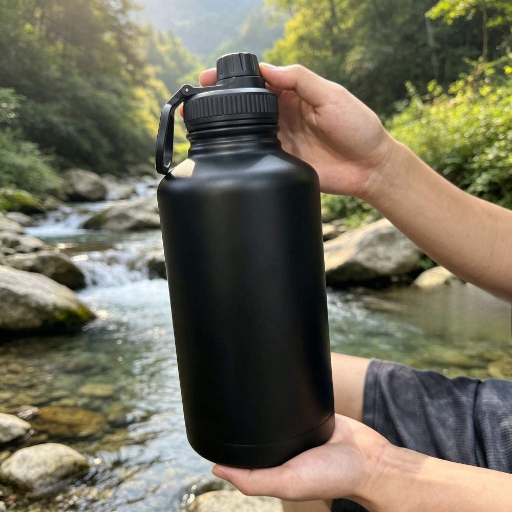 TEMU 64oz Extra-large Stainless Steel Insulated Tumbler, Water Bottle, Vacuum Insulation For Long-lasting , Hot/cold Dual-use With Leak-proof Lid.