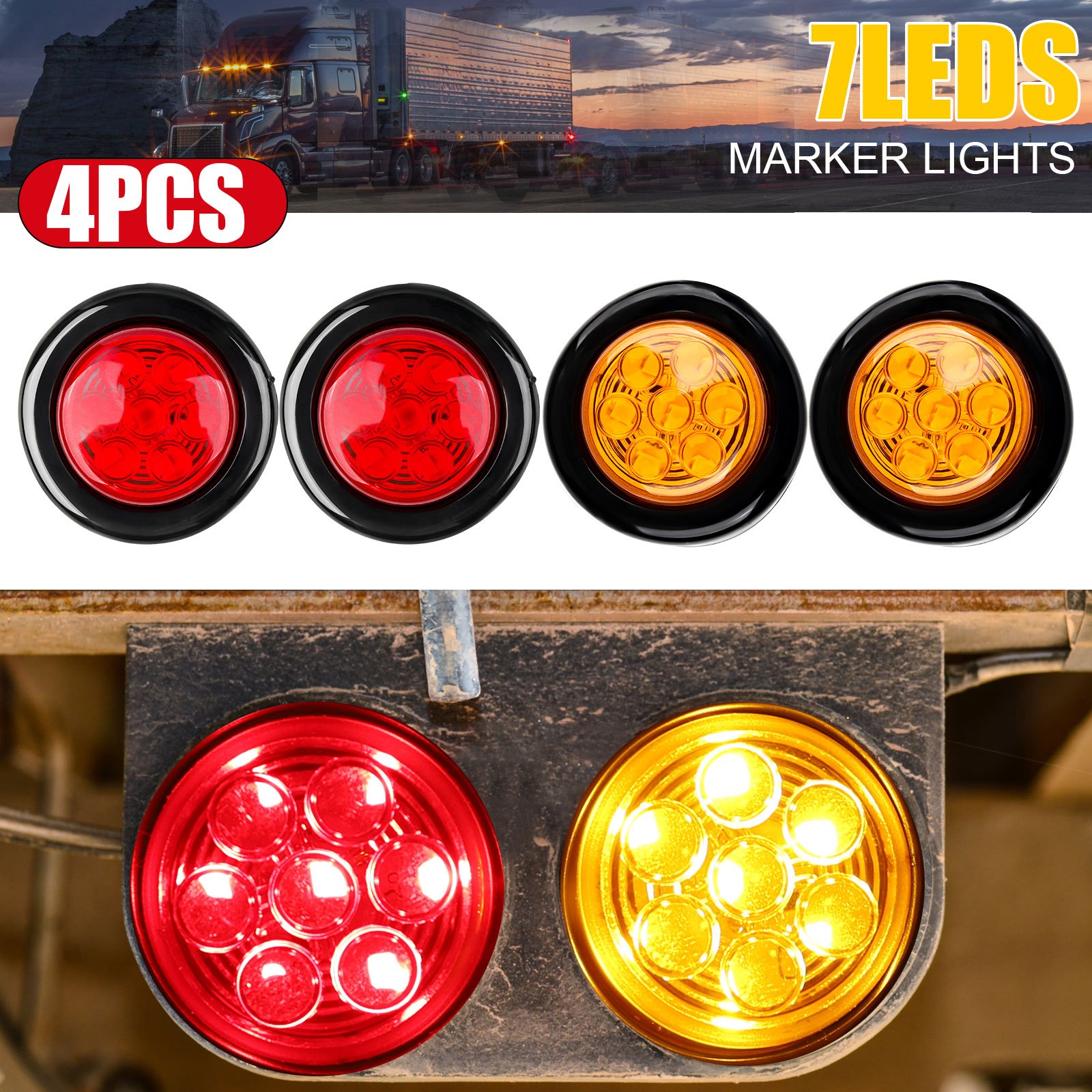 TEMU [amber Trailer Lights] Led Trailer Light Kit, Red/amber Side Led Marker Lights, Submersible Boat Trailer Lights, Led Trailer Lights For Utility Trailer