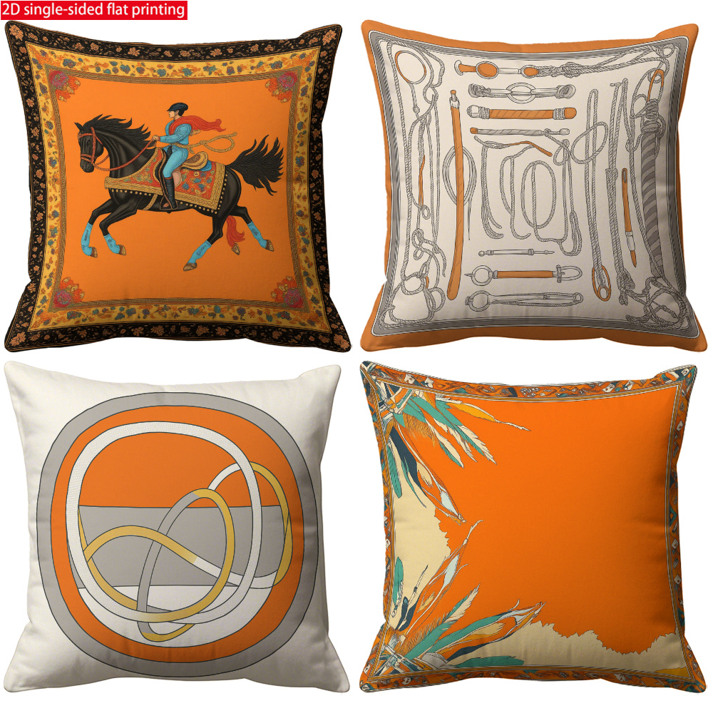 TEMU 4 taies d'oreiller, motif Équestre, x , tissu en peluche courte en polyester à texture , motif imprimé sur une seule face, noyau d'oreiller non