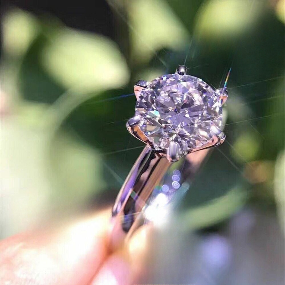 2Ct Round Moissanite Ring, 925 Sterling Silver, Ideal Birthday Gift