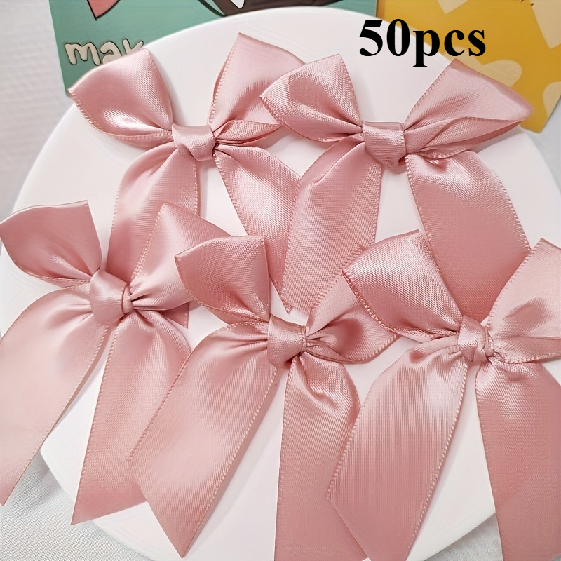 50pcs all match bows handmade diy gift packaging decoration christmas decoration ribbon bow hair accessories sweet solid color stripes handmade diy head flower headwear clothes decorations navidad