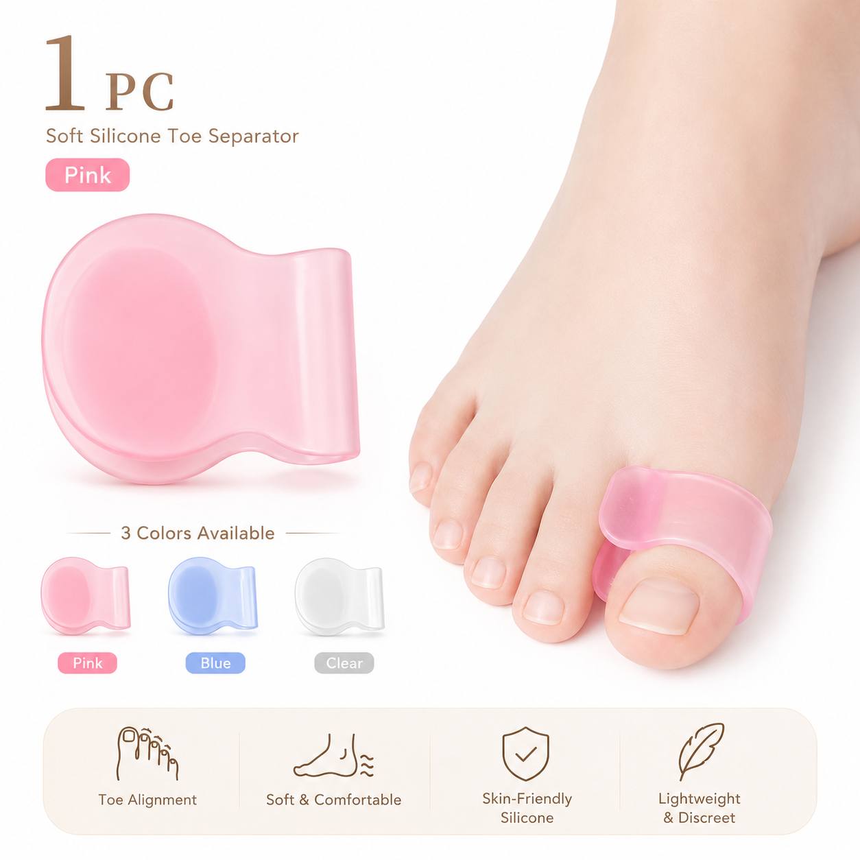 Soft Big Toe Separator for Foot Care and Comfort