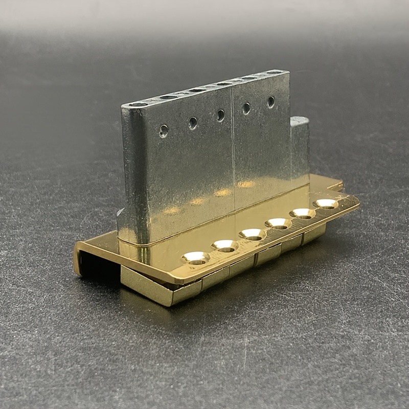 1 Set Alloy 6-String Flat Saddle Single Tremolo Bridge System for Electric Guitar, Including Bridge Plate, Tailpiece, and Installation Accessories- Silvery/Golden/Black, Guitar Hardware