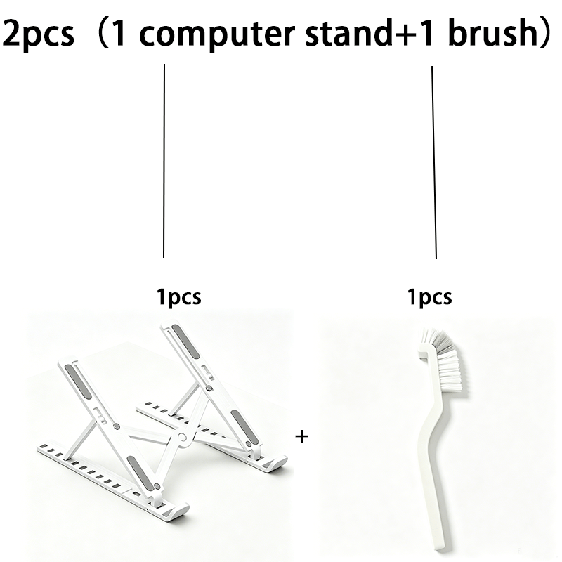 TEMU 2pcs (1pc Computer Stand And 1pc Brush) Adjustable Portable Laptop Stand - Abs Material, 10-level Folding Laptop Stand With Cooling Base, ,