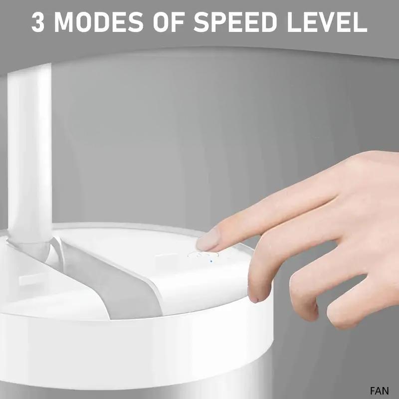 3-Speed Adjustable Foldable Silent USB Rechargeable Desktop Wireless Fan, Multifunctional 3-In-1 Upright Desk Fan - Portable Electric Fan, Suitable for Kitchen, Outdoor Camping, Dormitory, Office, Air Circulation Fan, 1200Mah Large Capacity Battery