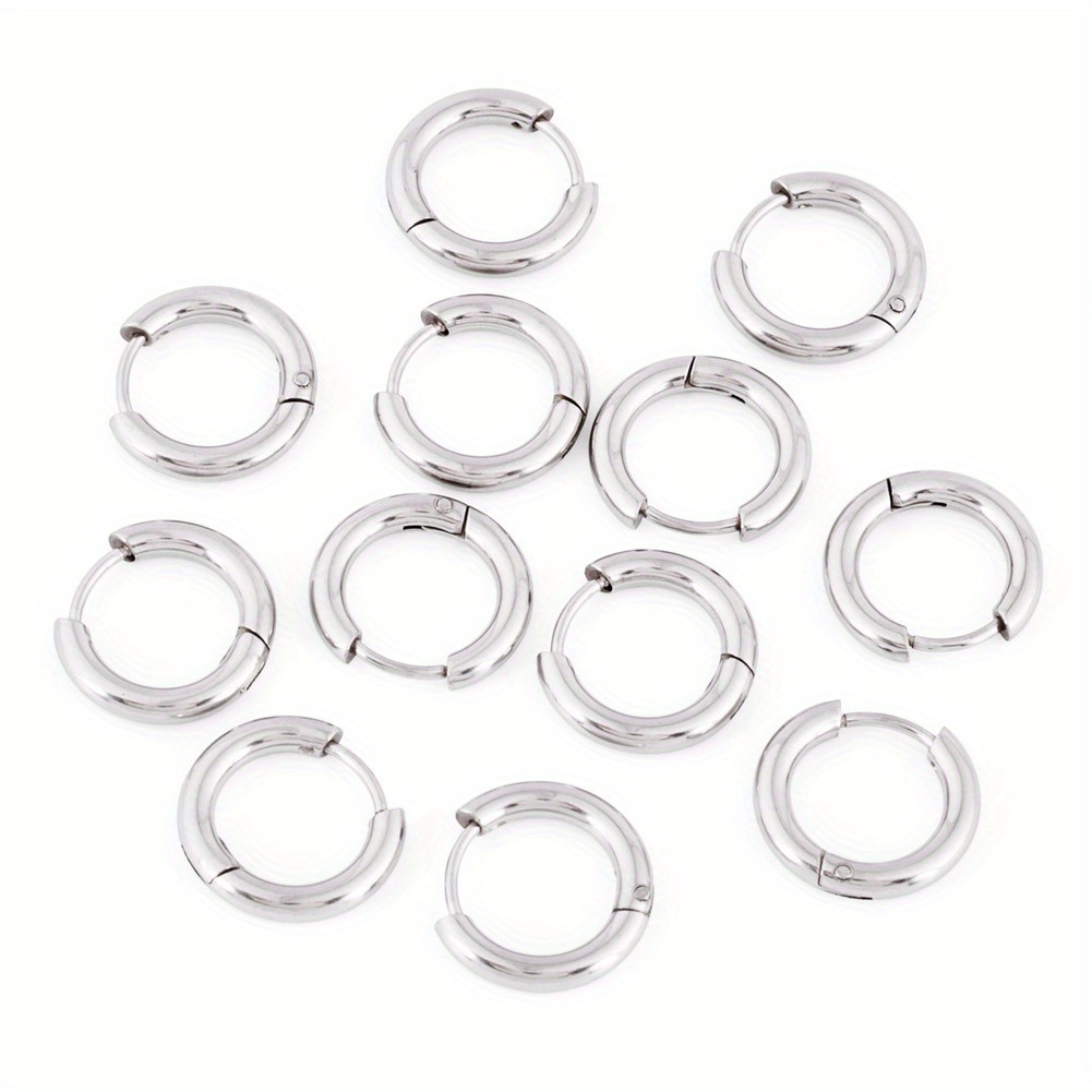 TEMU 6 Pairs Stainless Steel Huggie Hoop Earrings Hypoallergenic Earrings With 316 Surgical Stainless Steel Pins For Earring Backs&findings 15x2.5mm
