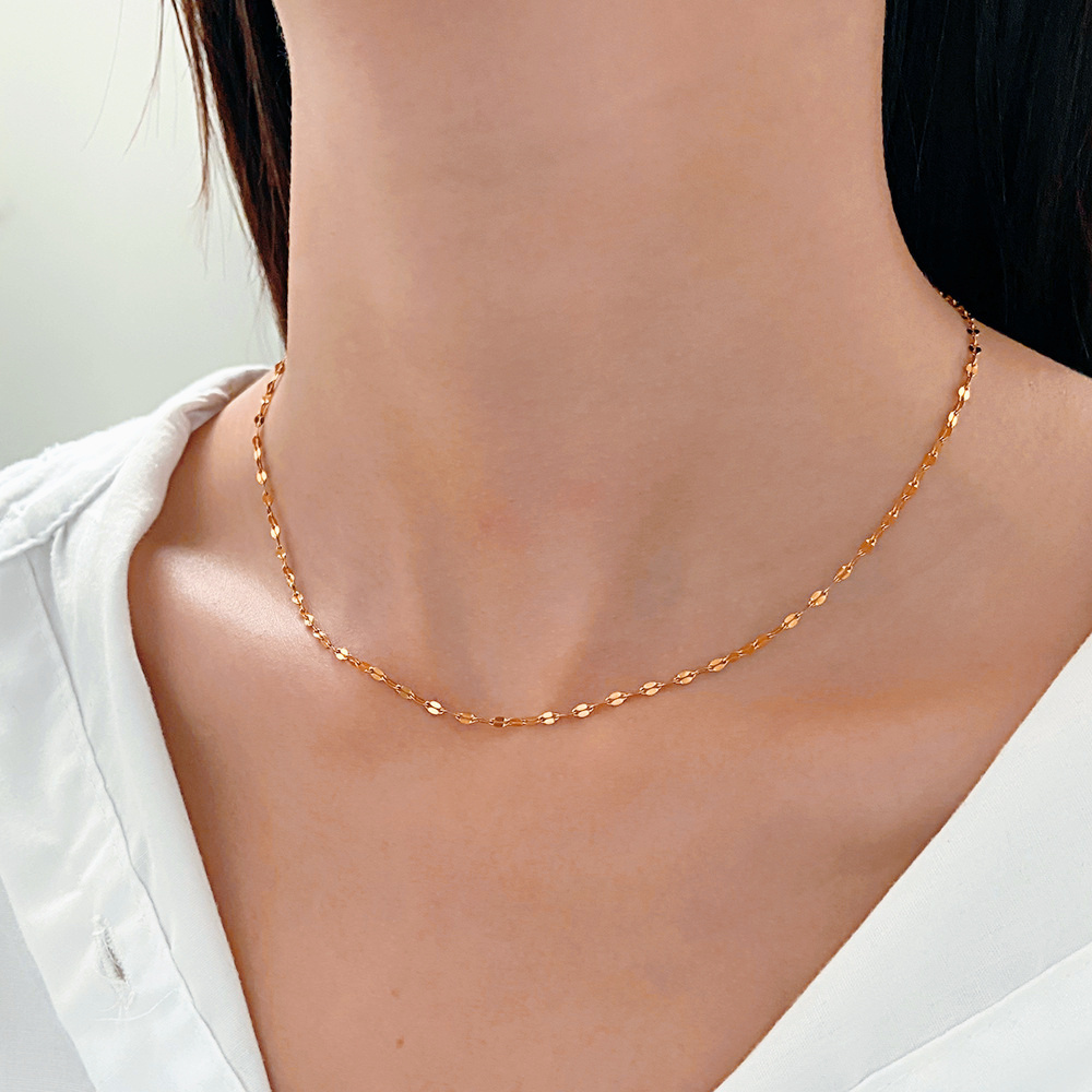 Minimalist 18K Golden Plated Stainless Steel Lip Necklace